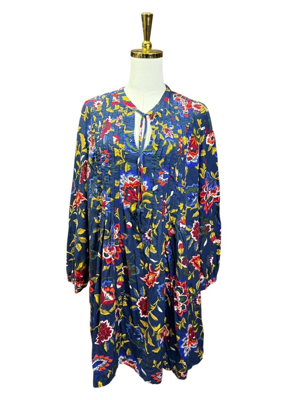 Old Navy Navy Floral Paisley Tunic Dress with Red & Yellow Blooms Size L
